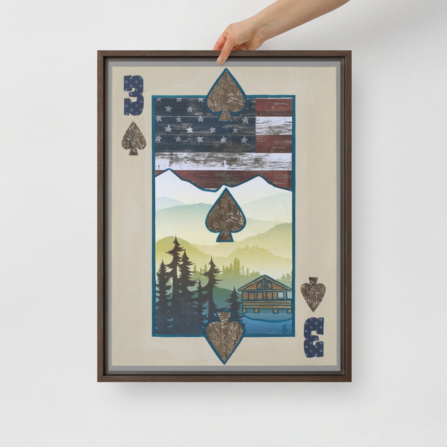 Three of Spades by Suzanne Villella | Framed canvas