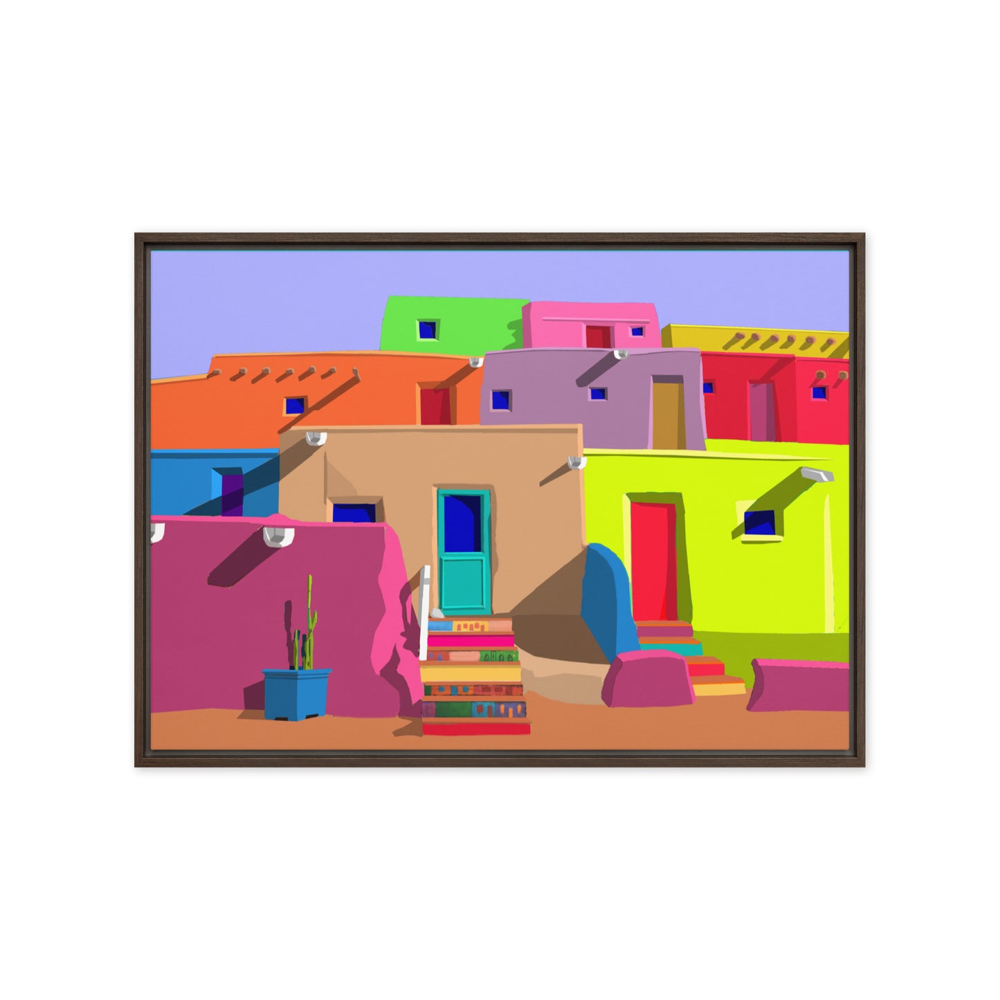 Pueblos Houses by Mike Berren | Framed canvas