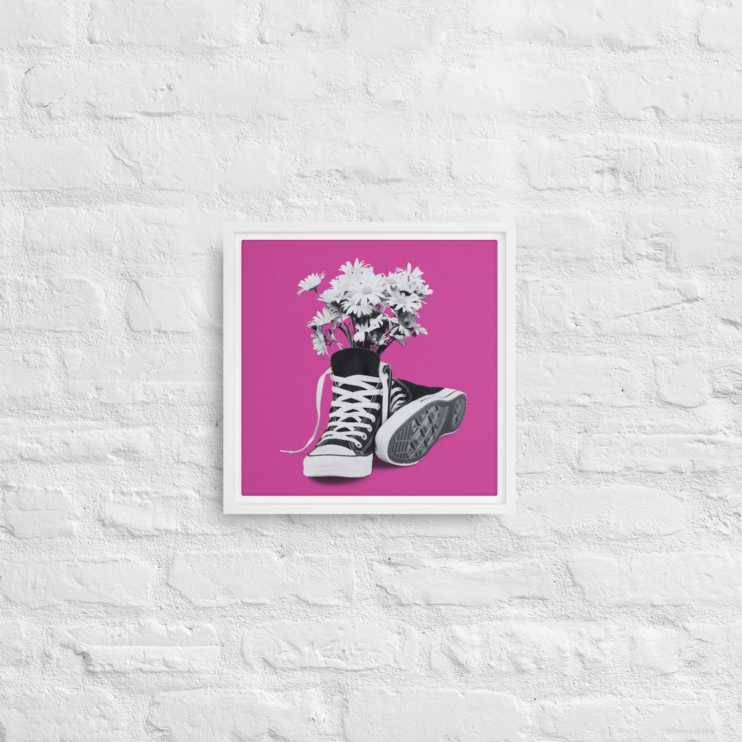 A Converse-ation by Enrique Aldana - Pink | Framed Canvas