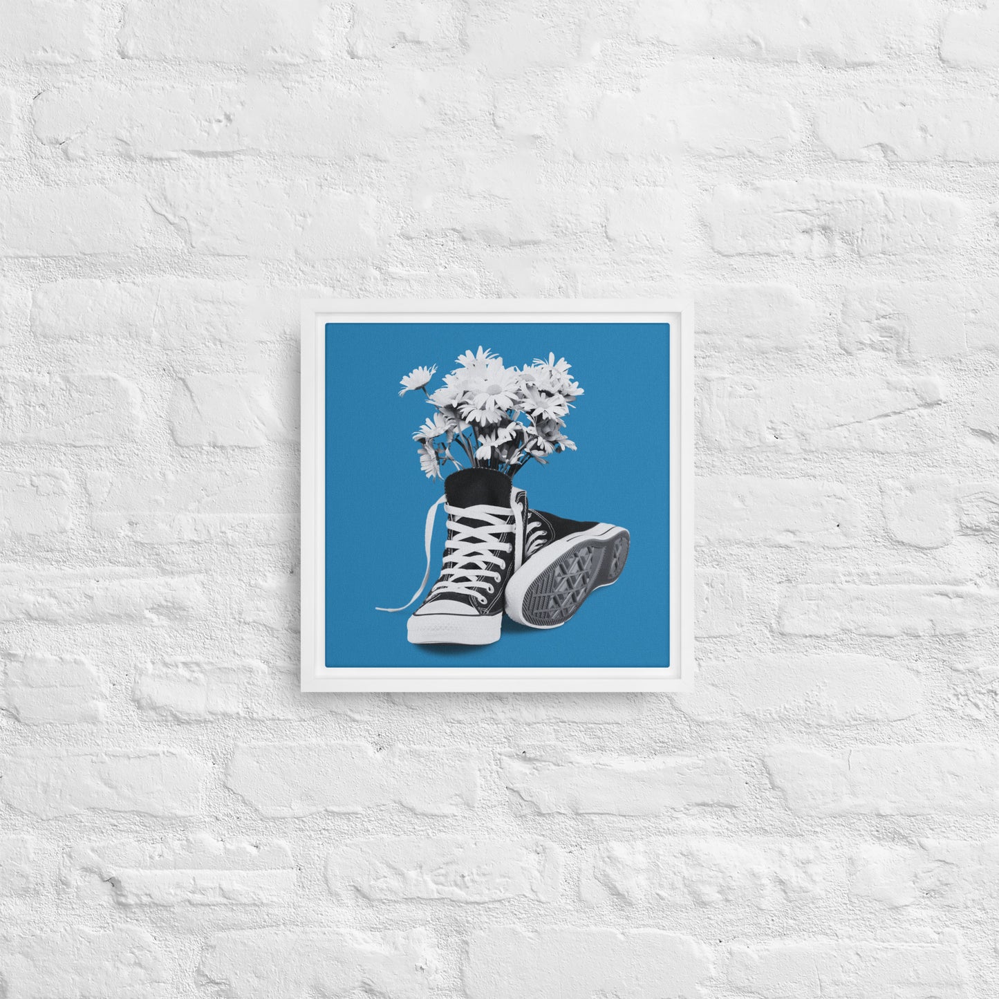 A Converse-ation by Enrique Aldana - Blue | Framed canvas