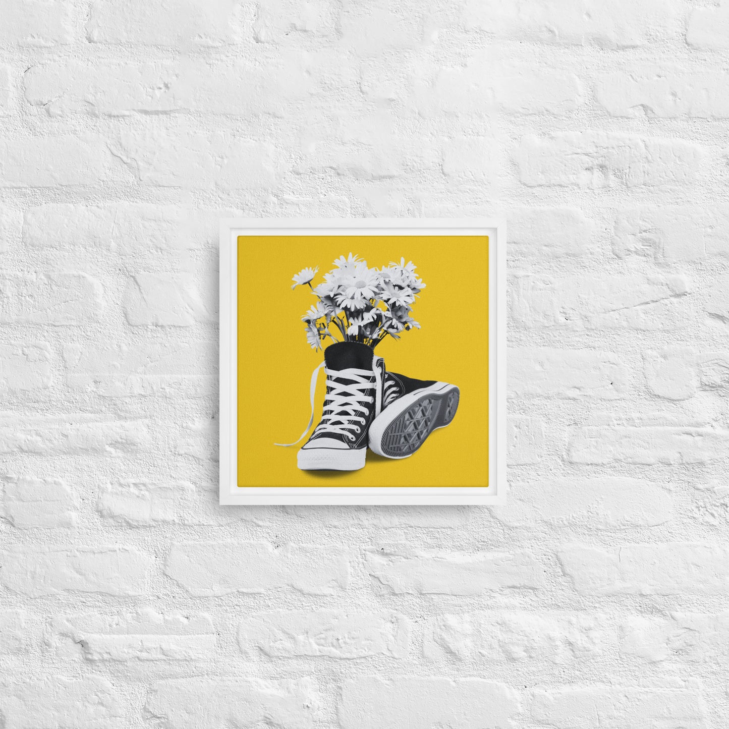 A Converse-ation by Enrique Aldana - Yellow | Framed canvas