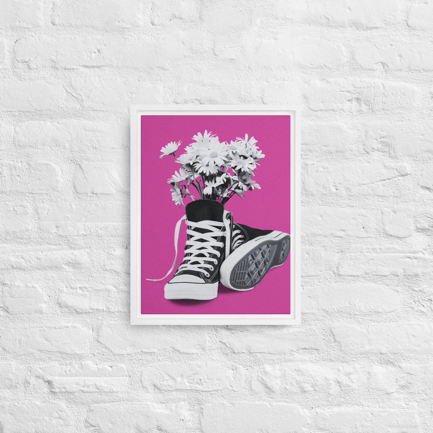 A Converse-ation by Enrique Aldana - Pink | Framed Canvas