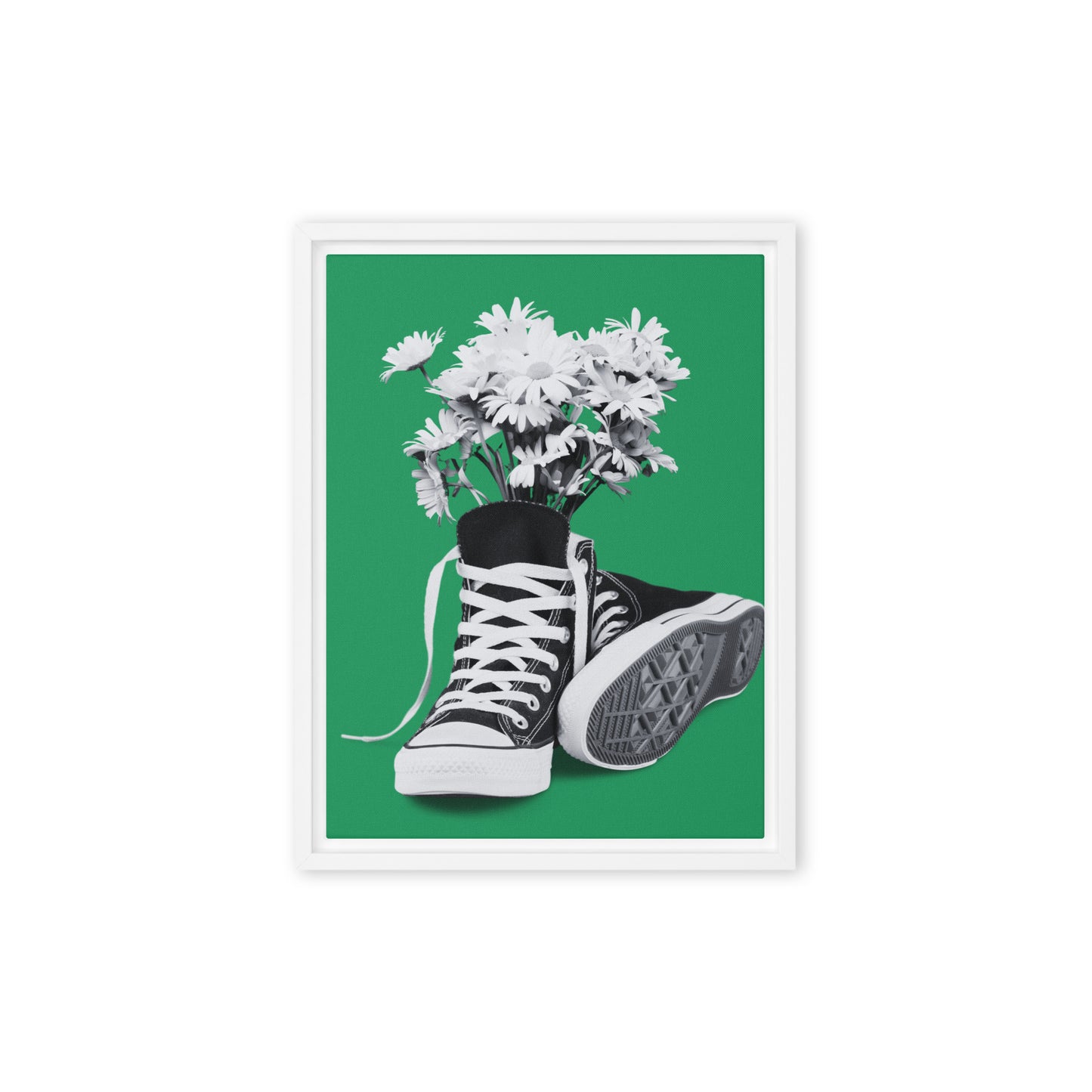 A Converse-ation by Enrique Aldana - Green | Framed canvas