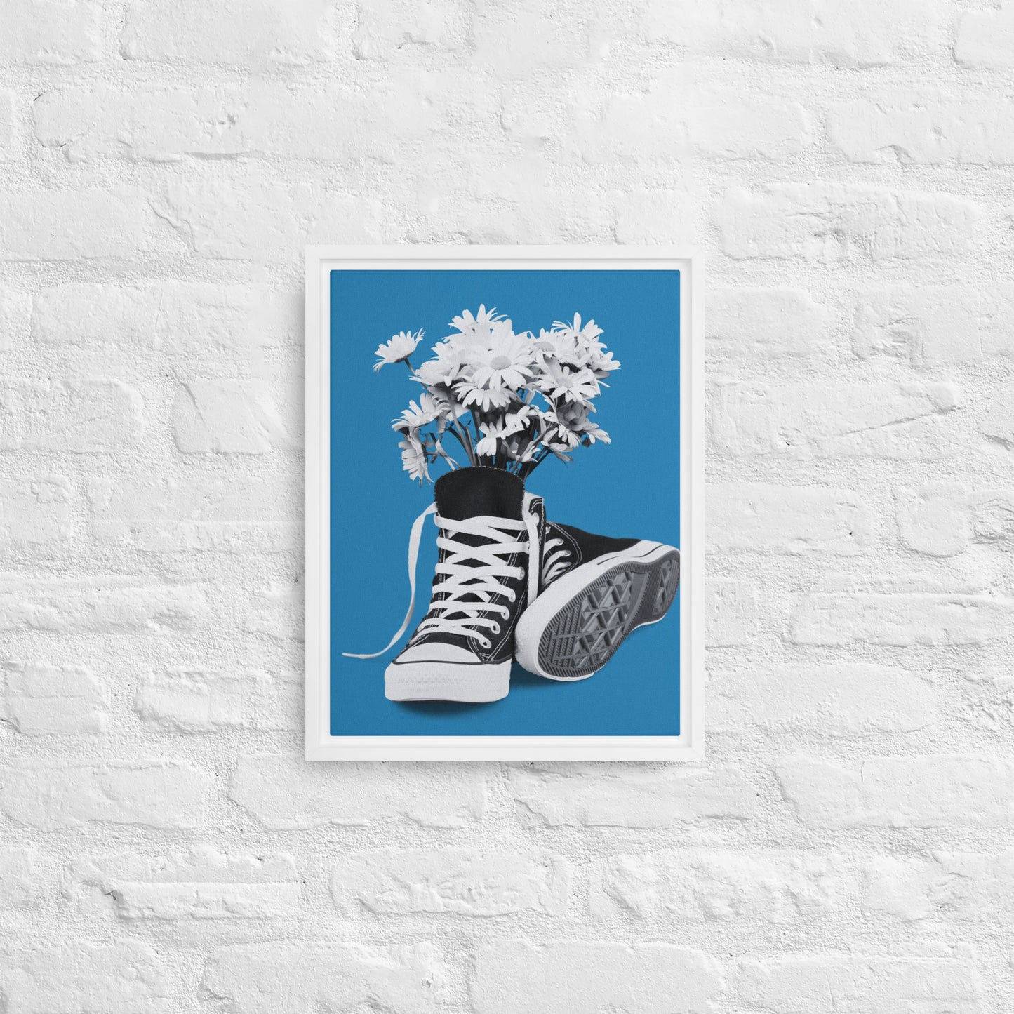 A Converse-ation by Enrique Aldana - Blue | Framed canvas