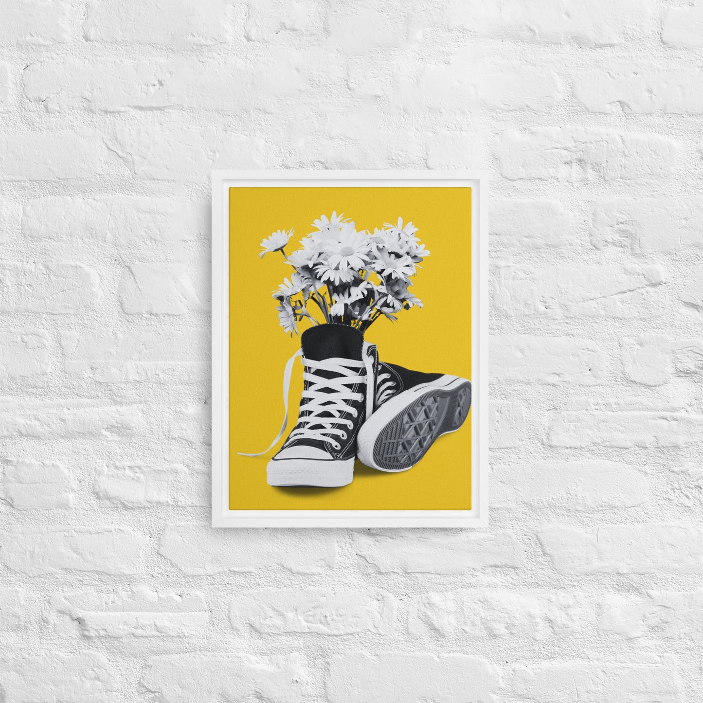 A Converse-ation by Enrique Aldana - Yellow | Framed canvas