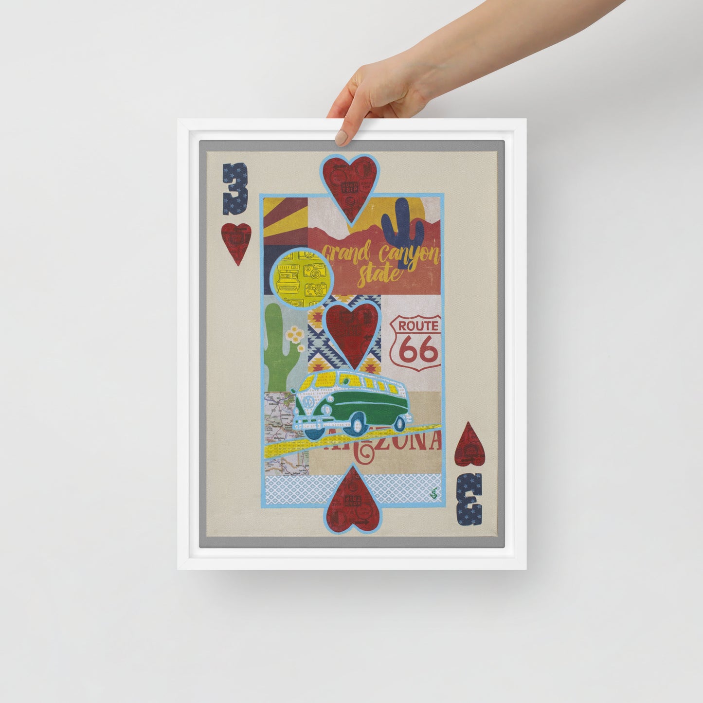 Three of Hearts by Suzanne Villella | Framed canvas