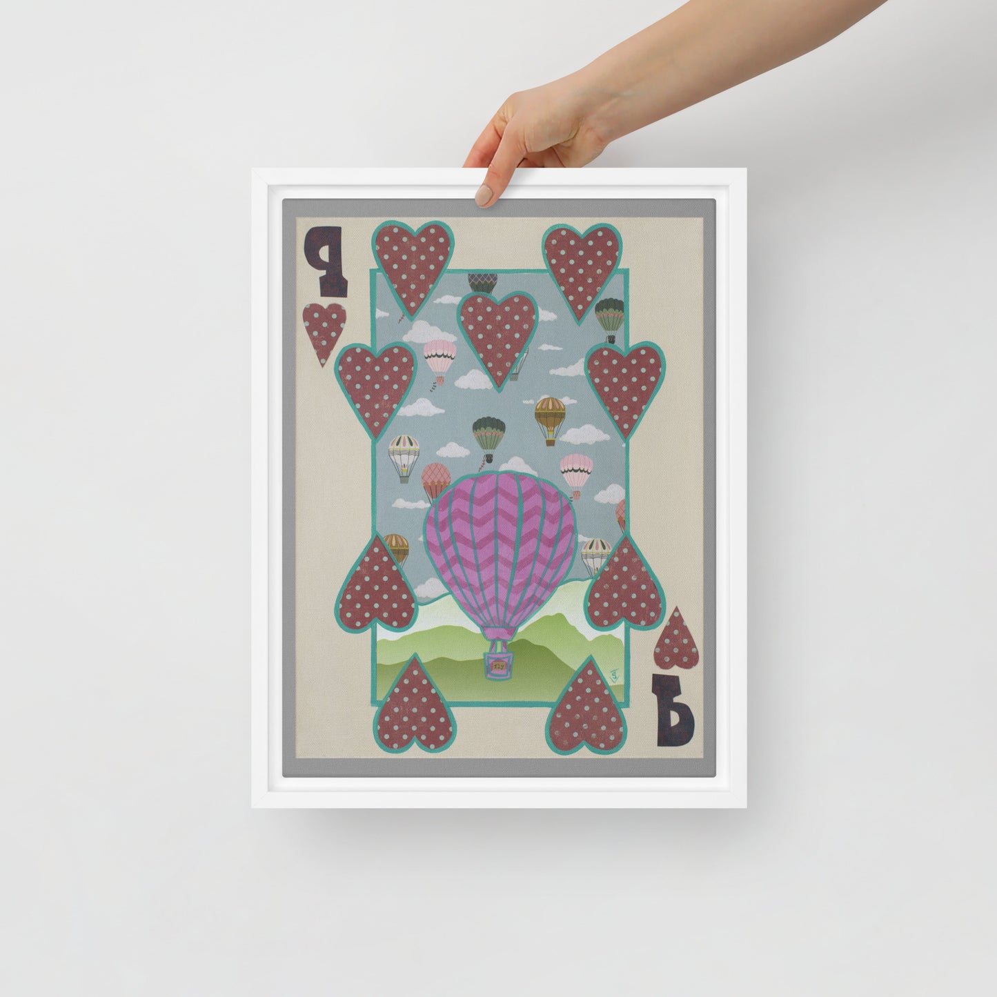 Nine of Hearts by Suzanne Villella | Framed canvas