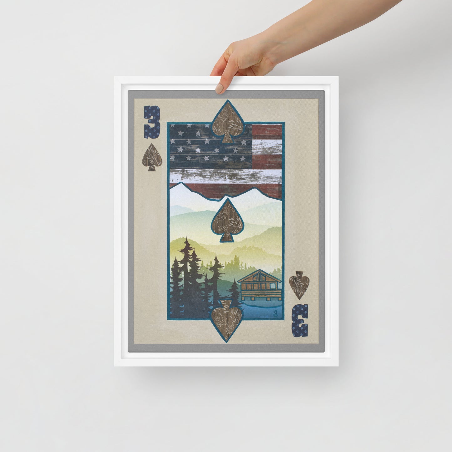 Three of Spades by Suzanne Villella | Framed canvas