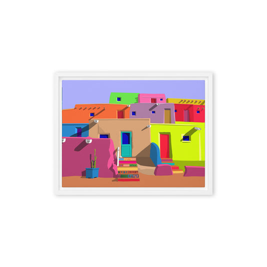 Pueblos Houses by Mike Berren | Framed canvas