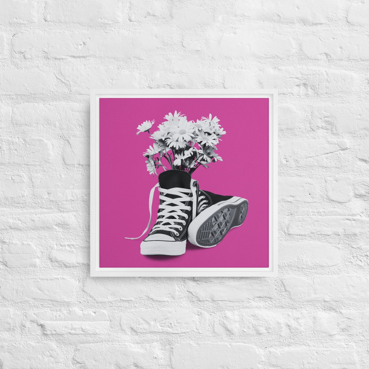 A Converse-ation by Enrique Aldana - Pink | Framed Canvas