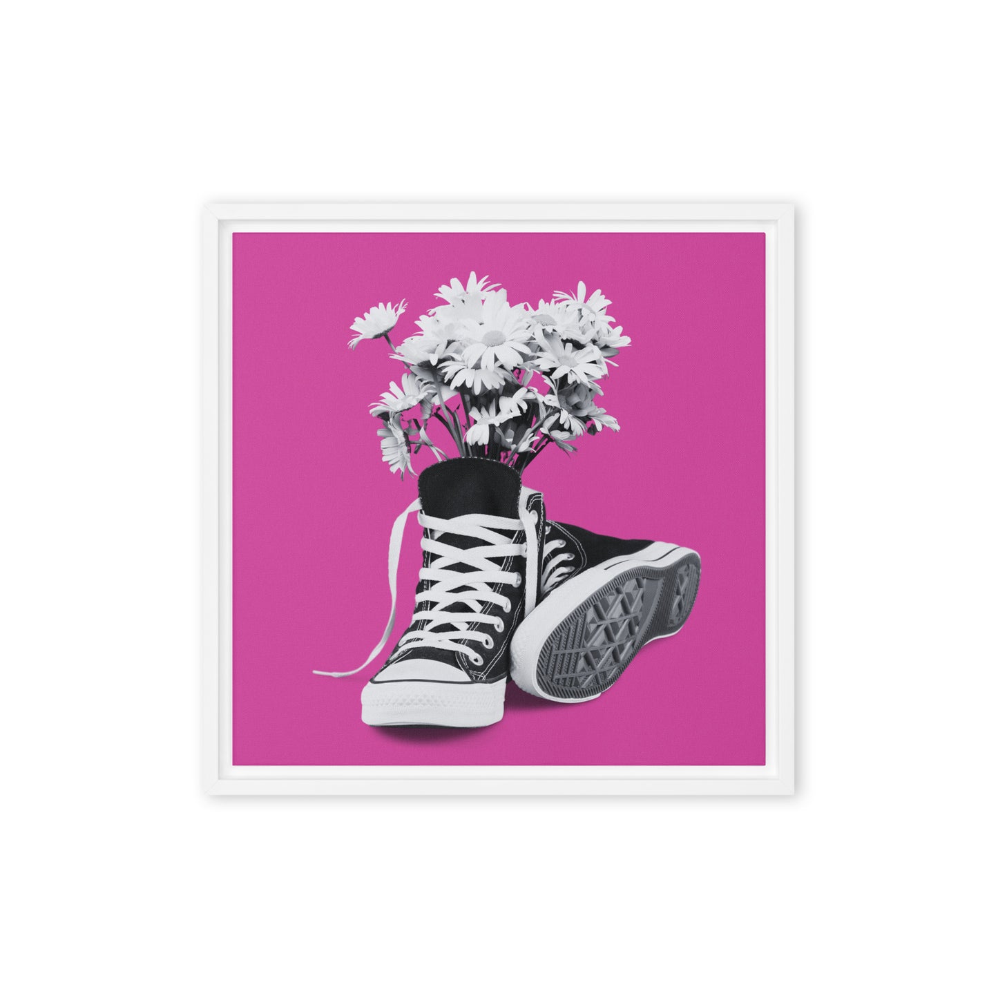 A Converse-ation by Enrique Aldana - Pink | Framed Canvas