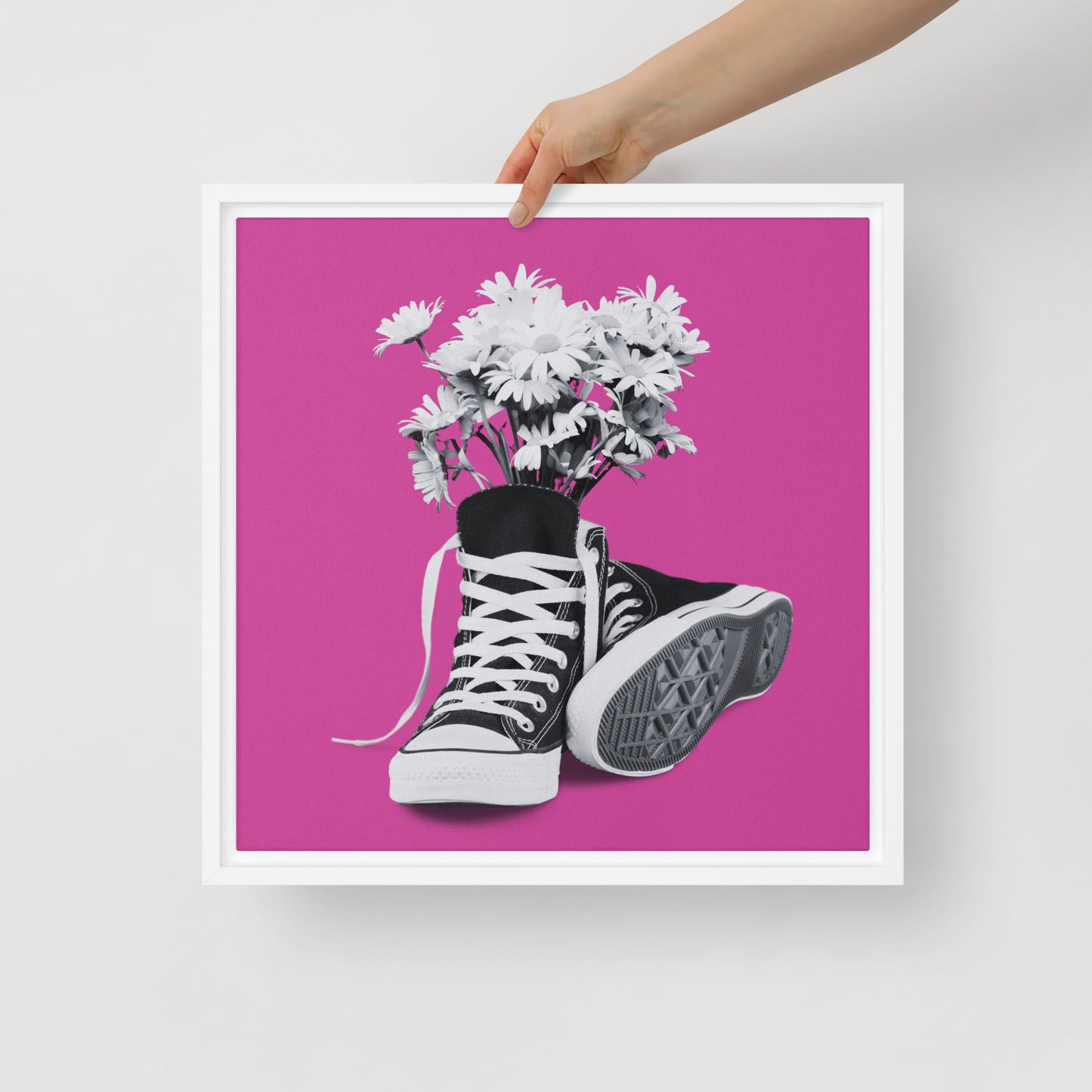 A Converse-ation by Enrique Aldana - Pink | Framed Canvas