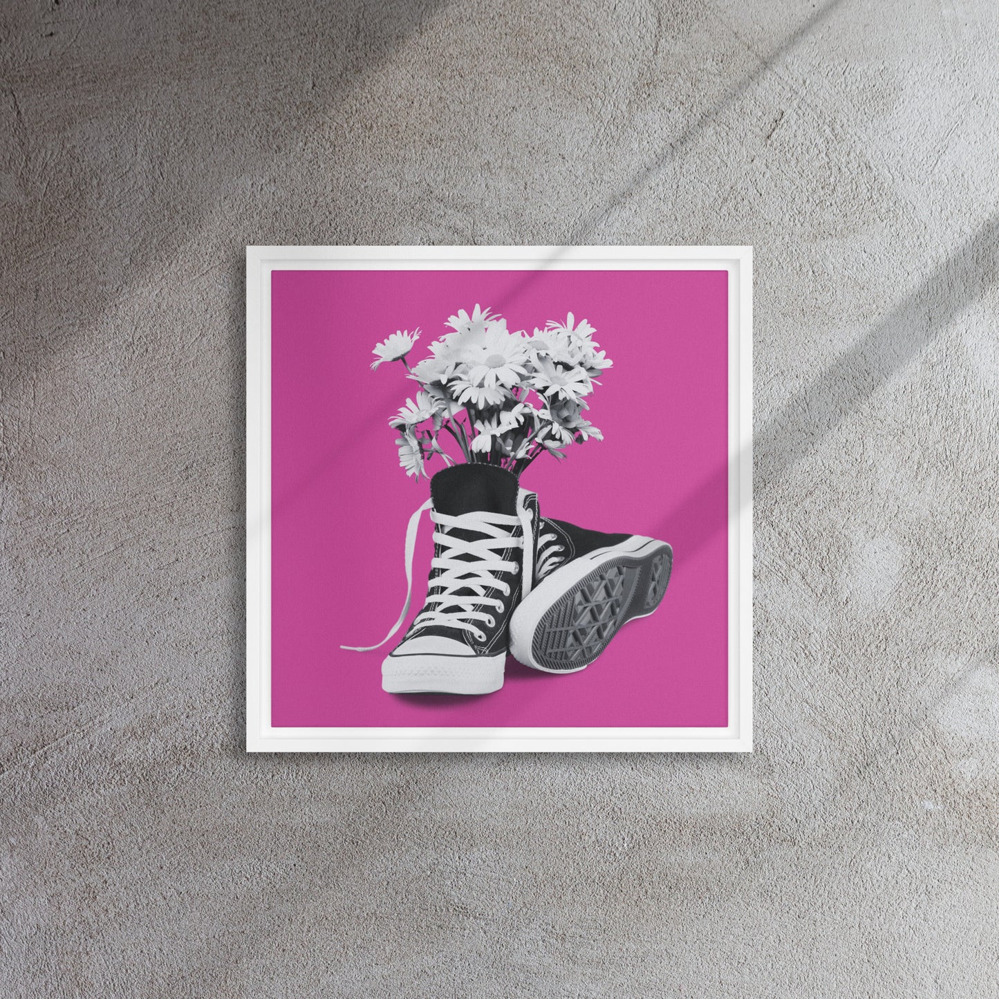 A Converse-ation by Enrique Aldana - Pink | Framed Canvas