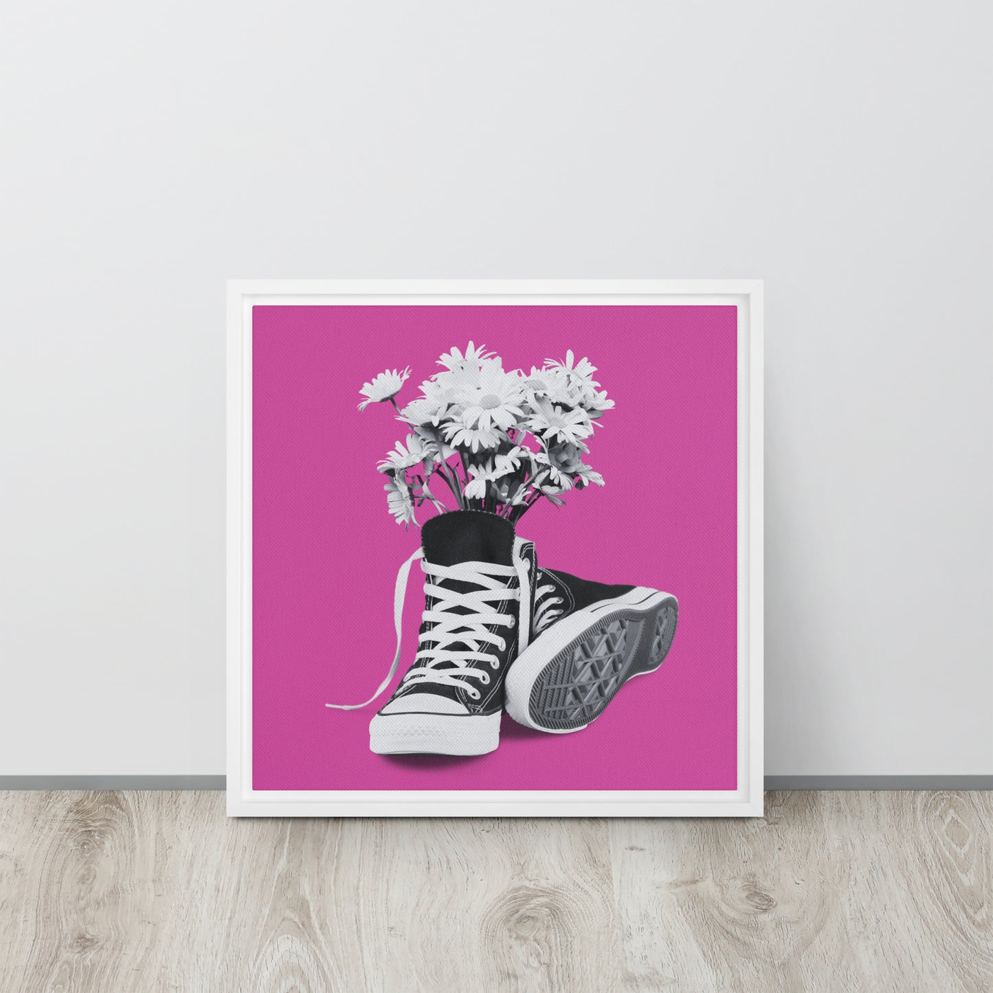 A Converse-ation by Enrique Aldana - Pink | Framed Canvas