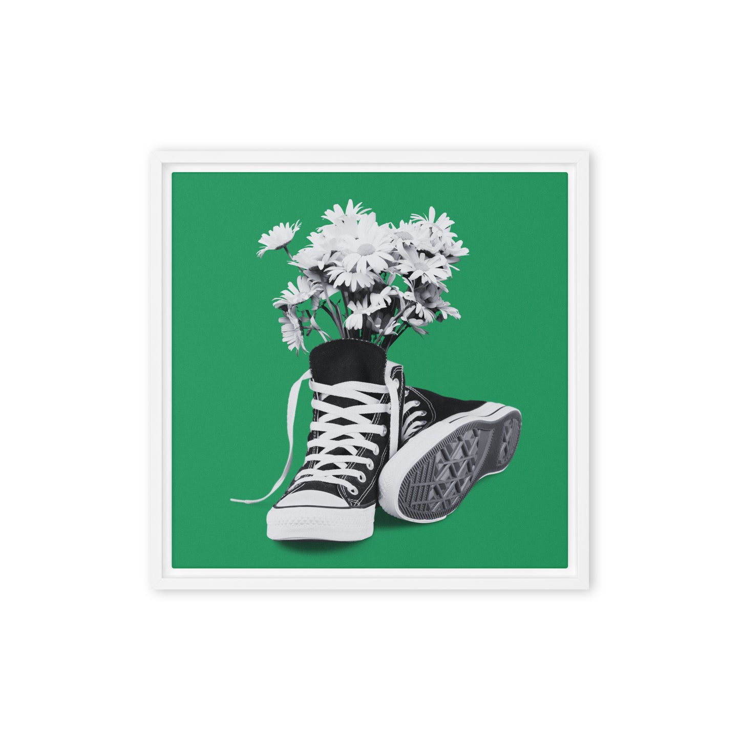 A Converse-ation by Enrique Aldana - Green | Framed canvas