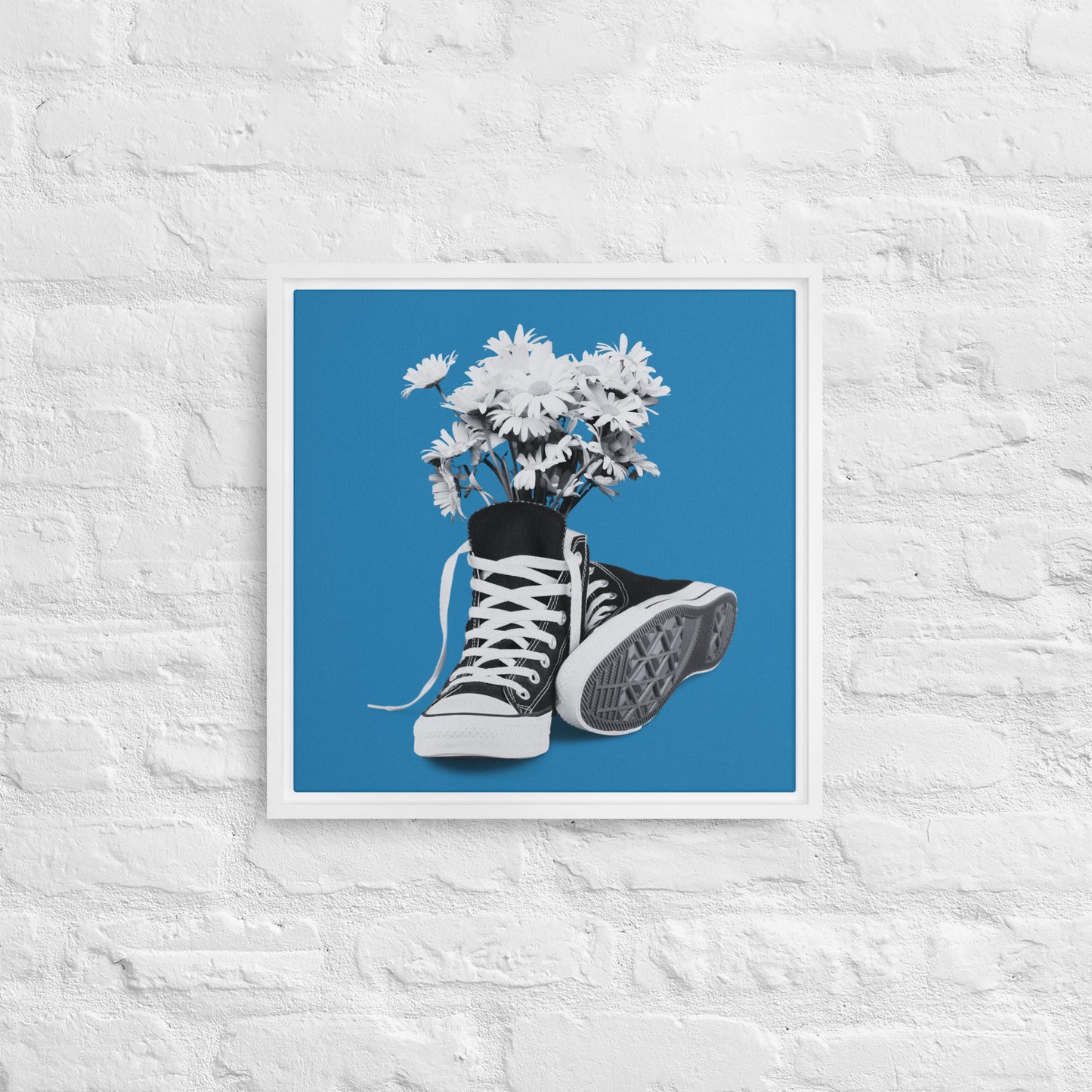 A Converse-ation by Enrique Aldana - Blue | Framed canvas