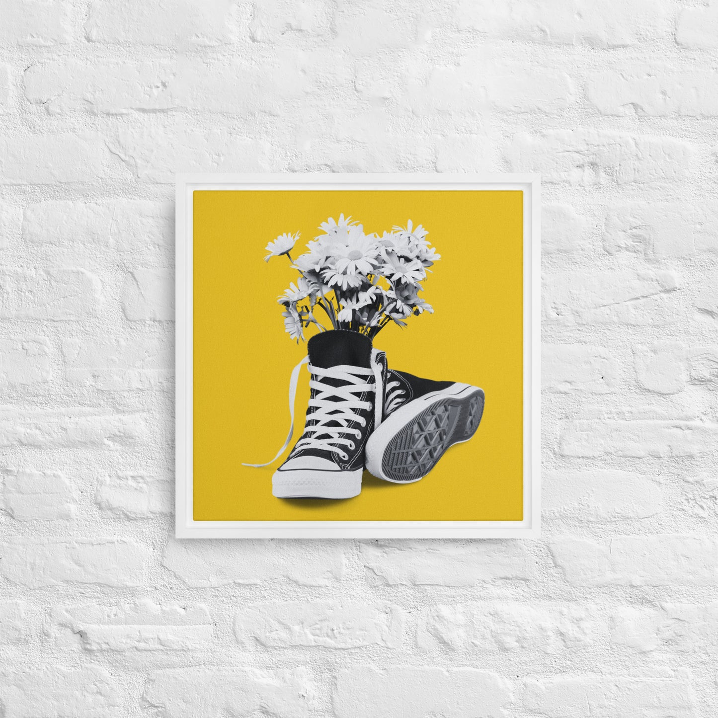 A Converse-ation by Enrique Aldana - Yellow | Framed canvas