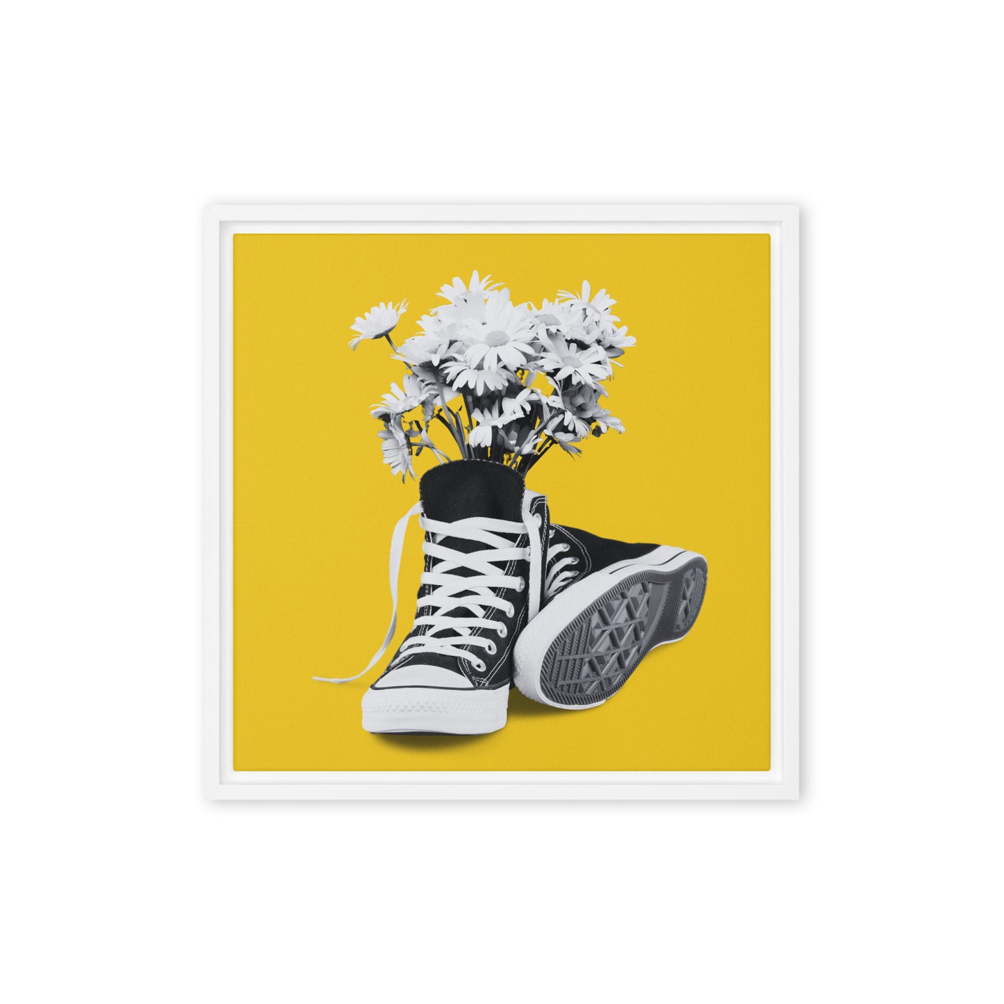 A Converse-ation by Enrique Aldana - Yellow | Framed canvas