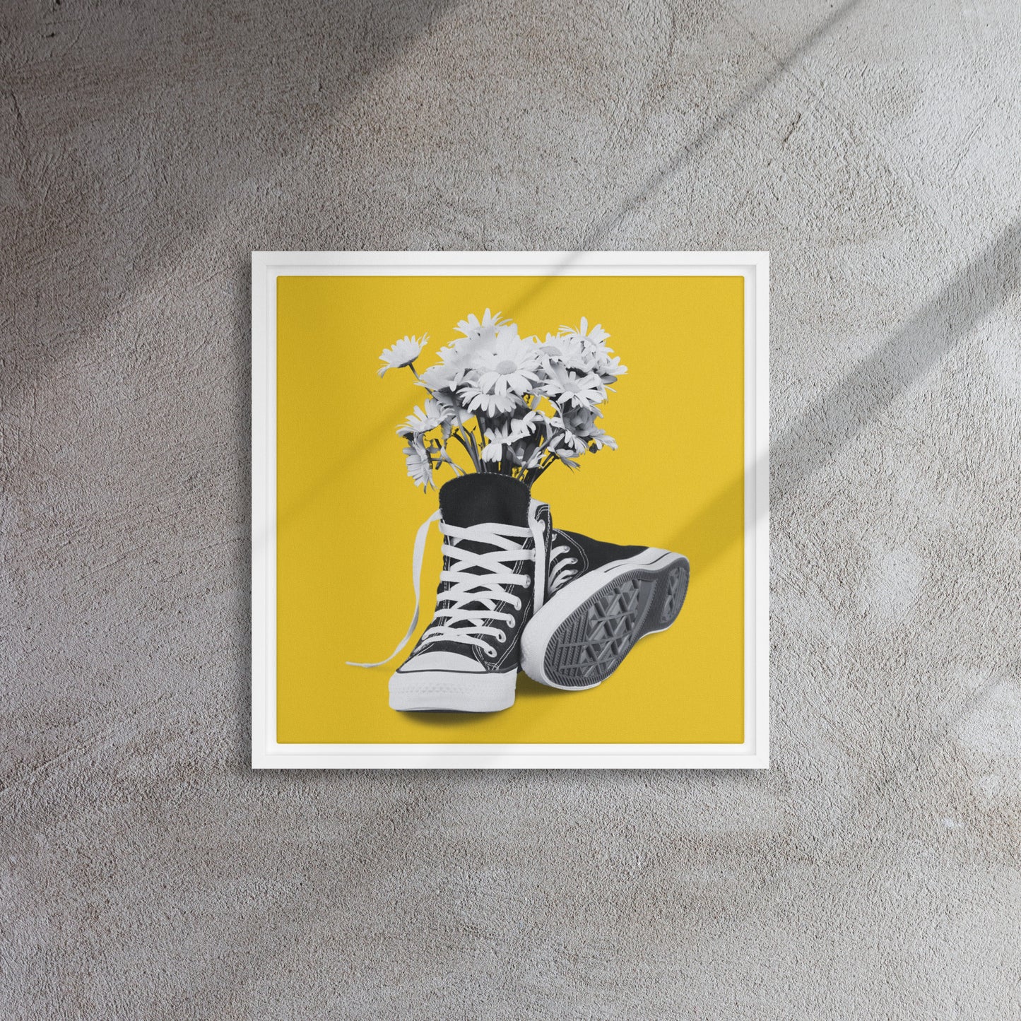 A Converse-ation by Enrique Aldana - Yellow | Framed canvas