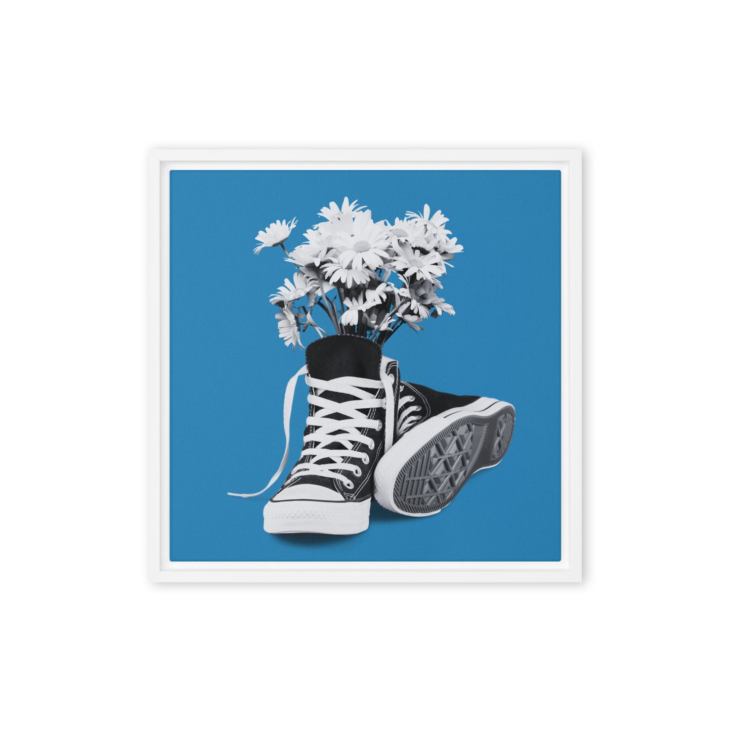 A Converse-ation by Enrique Aldana - Blue | Framed canvas