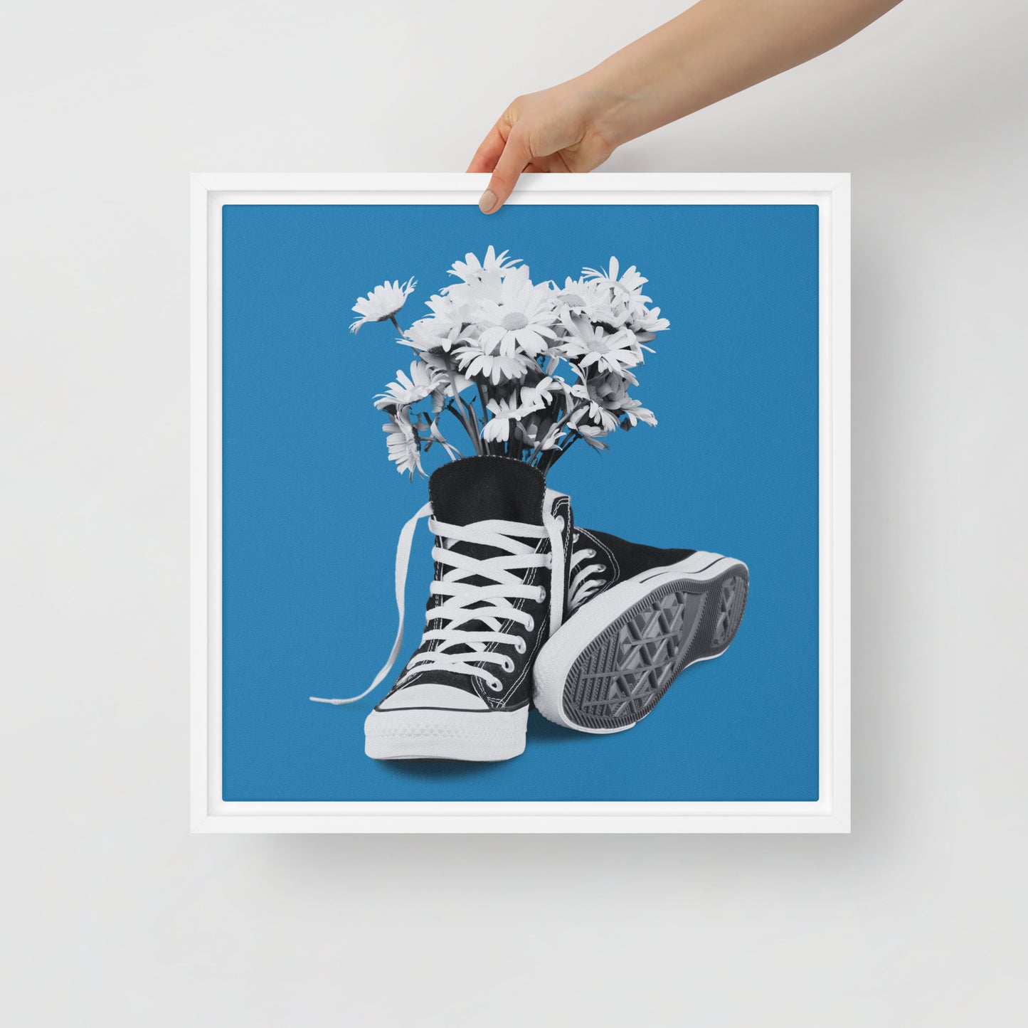 A Converse-ation by Enrique Aldana - Blue | Framed canvas