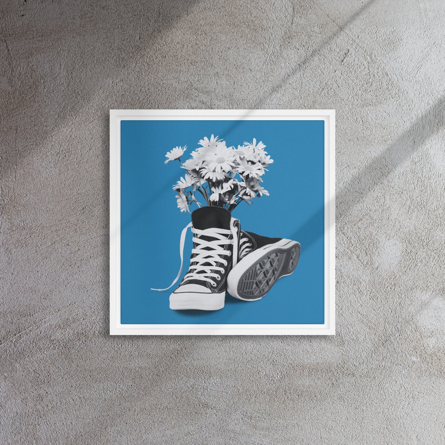 A Converse-ation by Enrique Aldana - Blue | Framed canvas