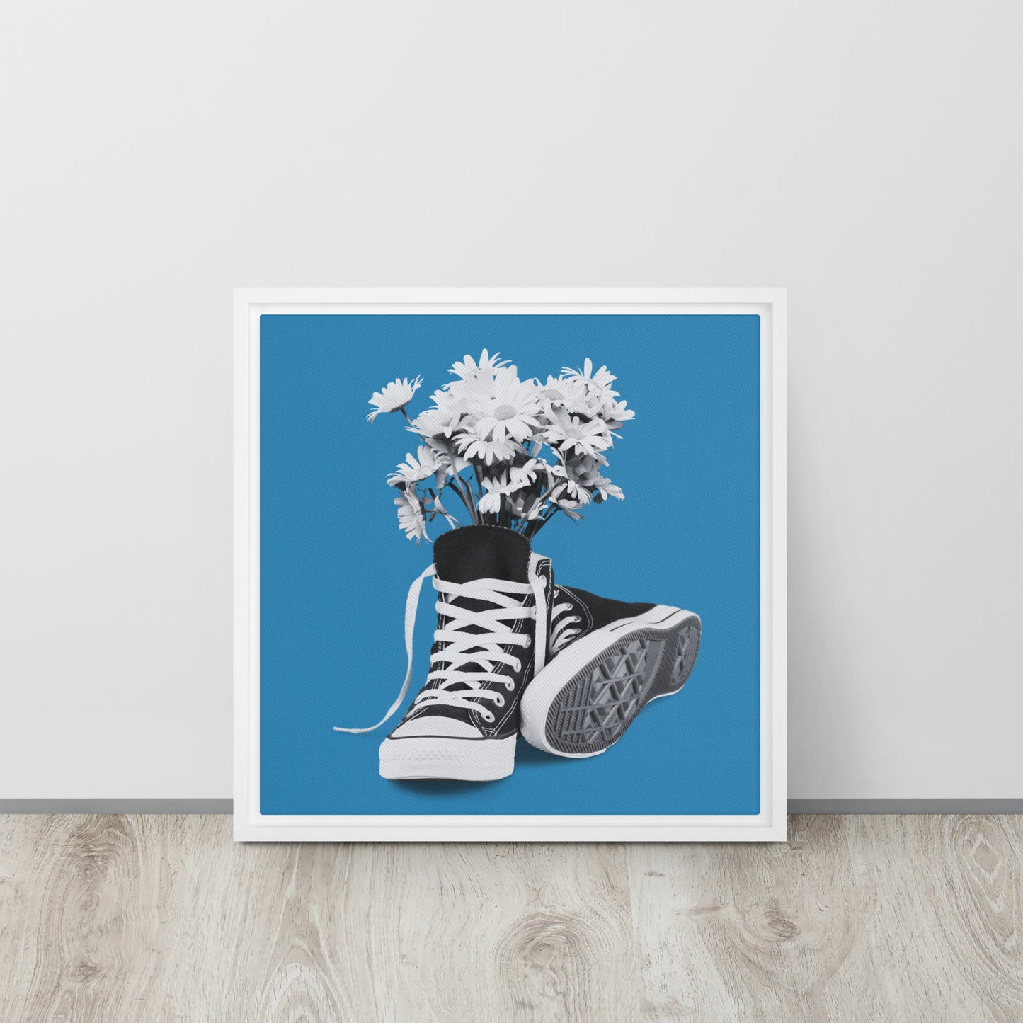 A Converse-ation by Enrique Aldana - Blue | Framed canvas