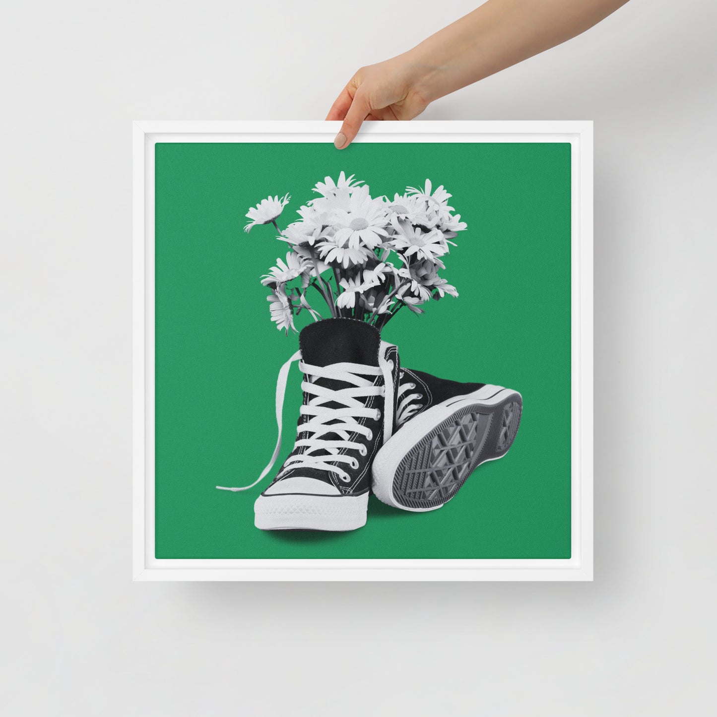 A Converse-ation by Enrique Aldana - Green | Framed canvas