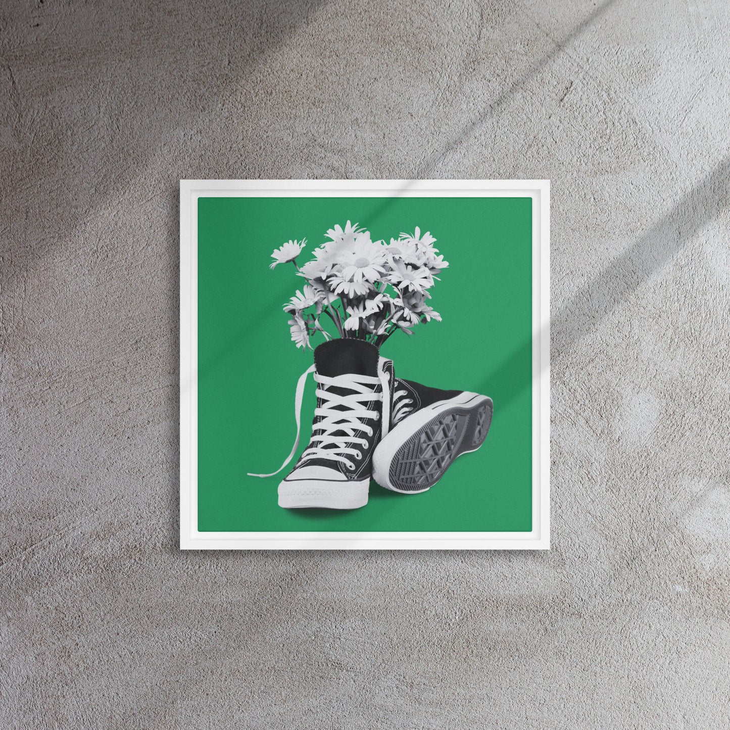 A Converse-ation by Enrique Aldana - Green | Framed canvas