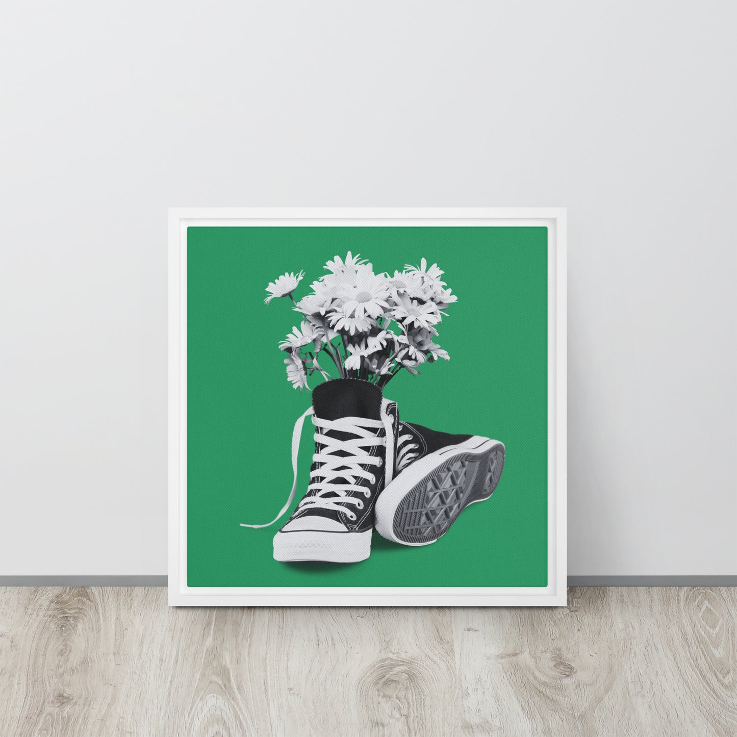 A Converse-ation by Enrique Aldana - Green | Framed canvas