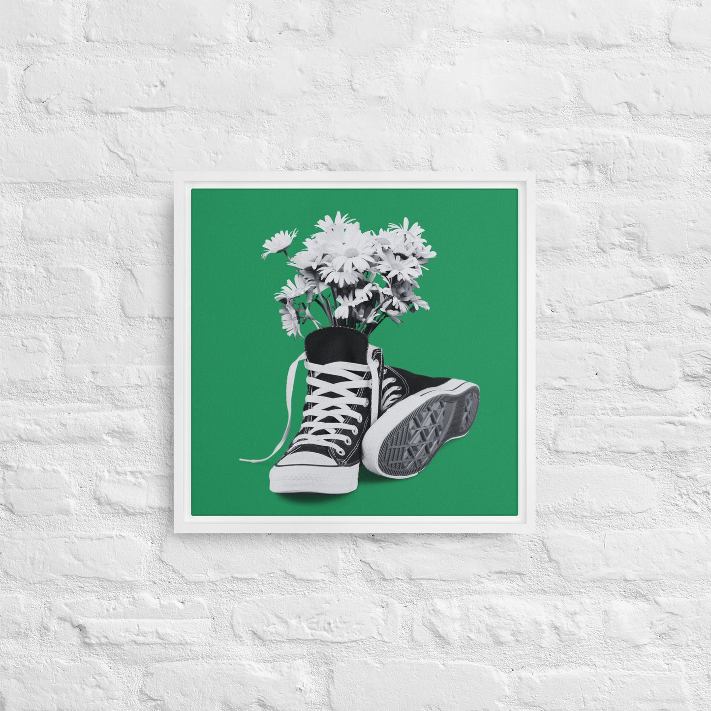 A Converse-ation by Enrique Aldana - Green | Framed canvas