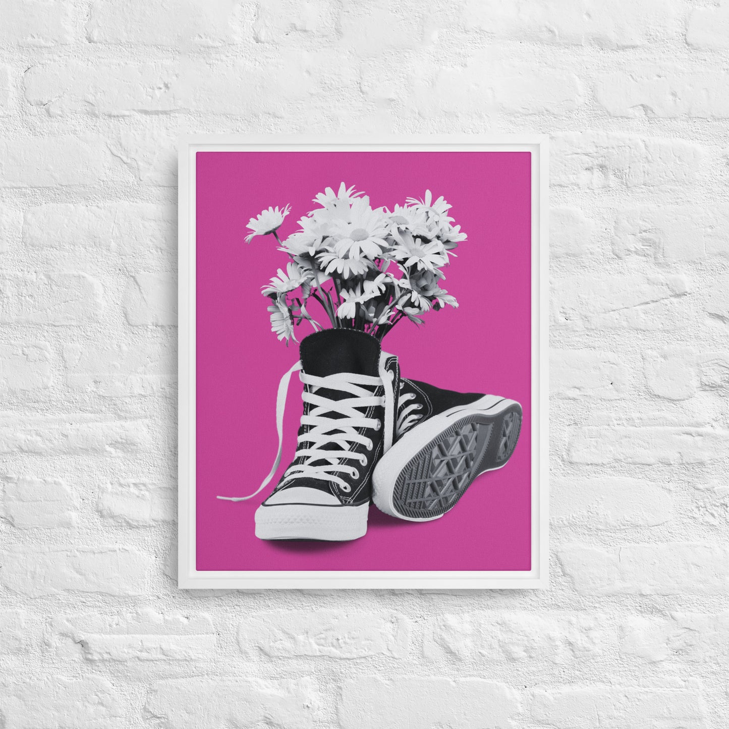 A Converse-ation by Enrique Aldana - Pink | Framed Canvas