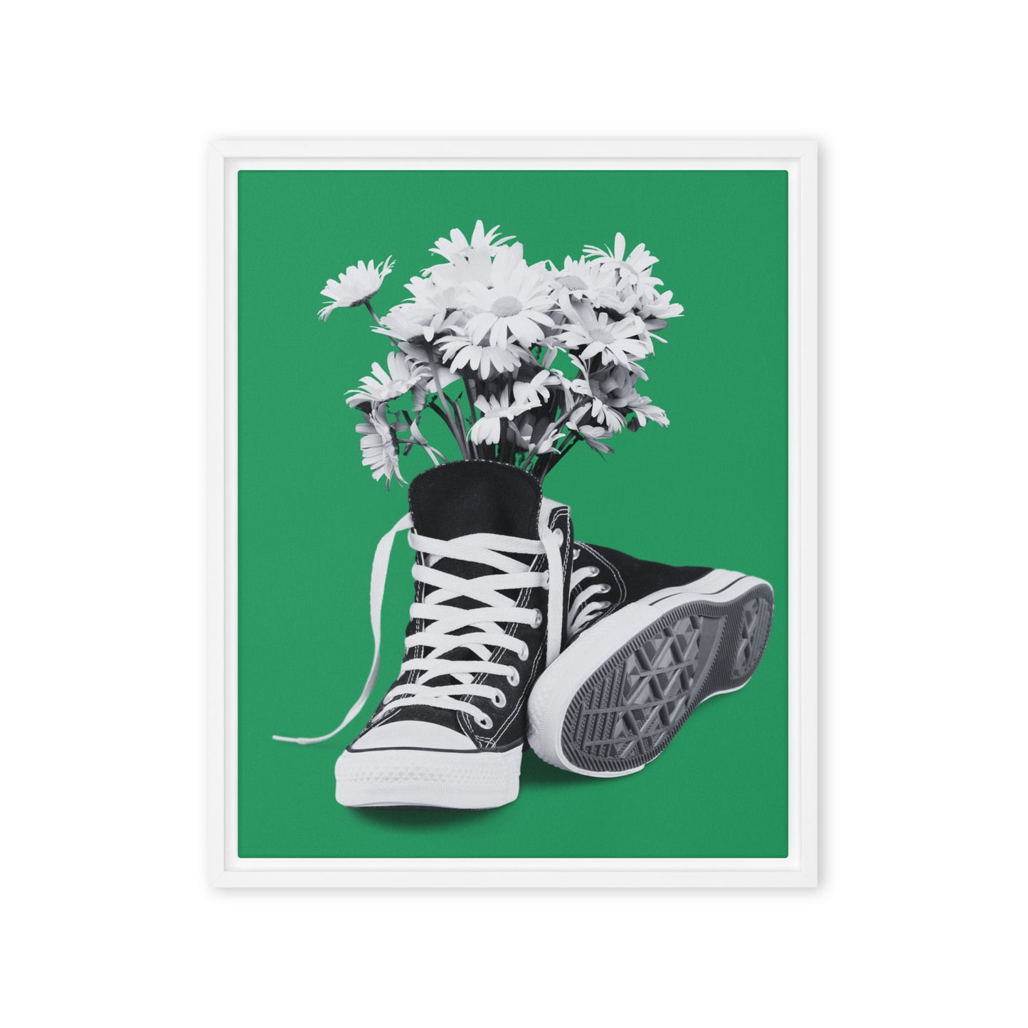 A Converse-ation by Enrique Aldana - Green | Framed canvas