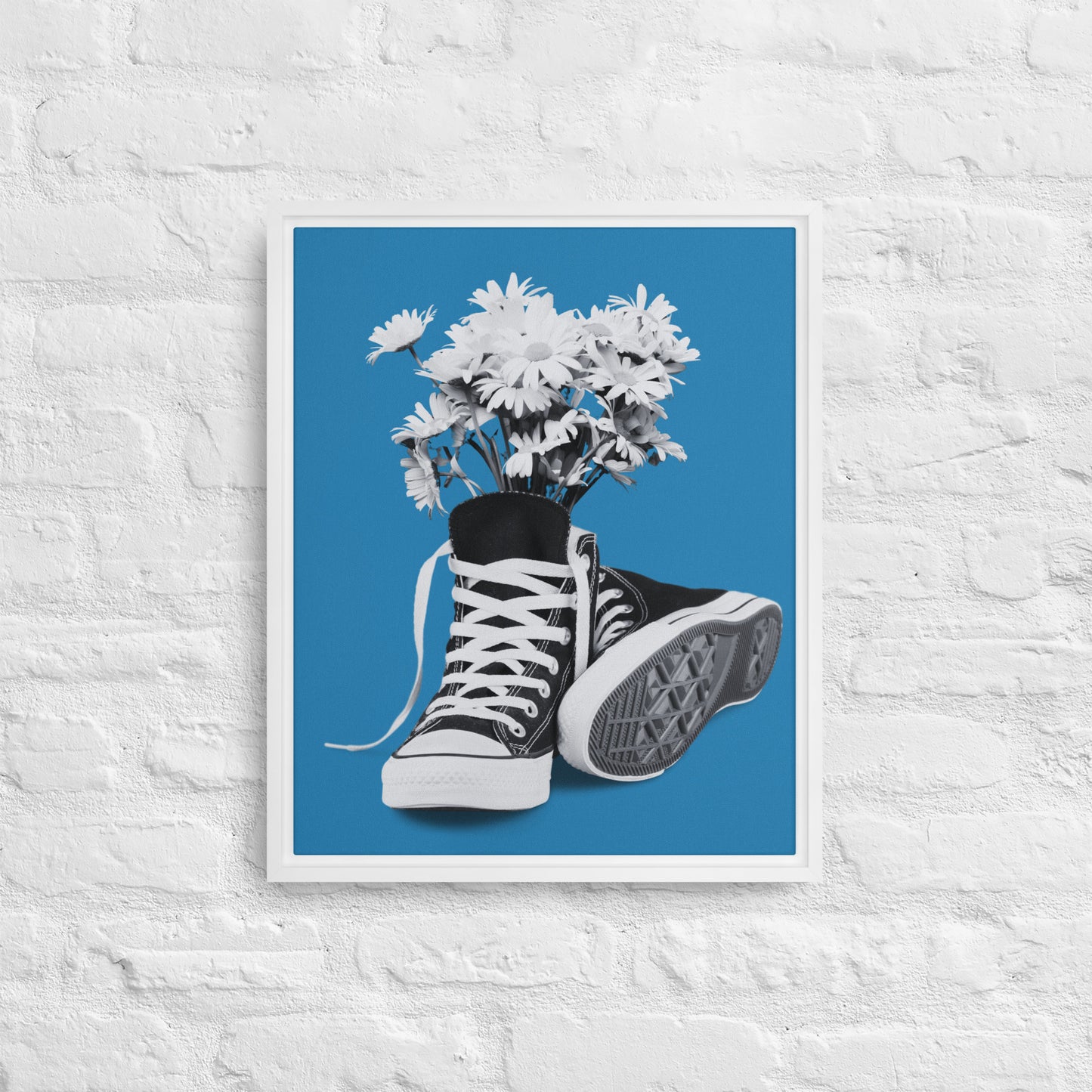 A Converse-ation by Enrique Aldana - Blue | Framed canvas