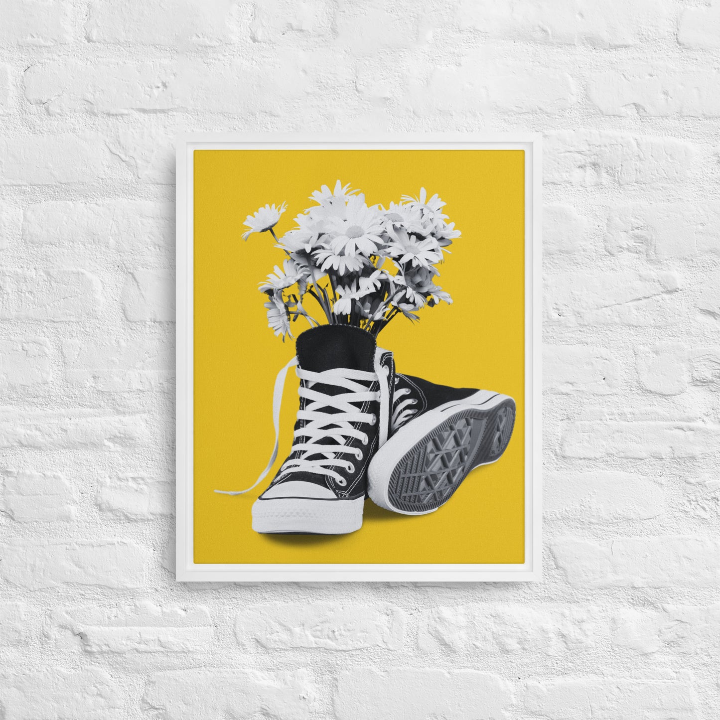 A Converse-ation by Enrique Aldana - Yellow | Framed canvas