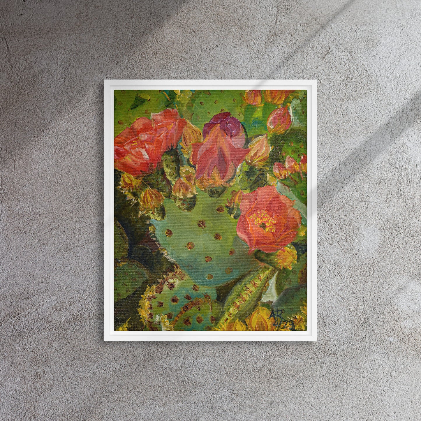 The Blooming Opuntia by Andrea Rodriguez | Framed Canvas