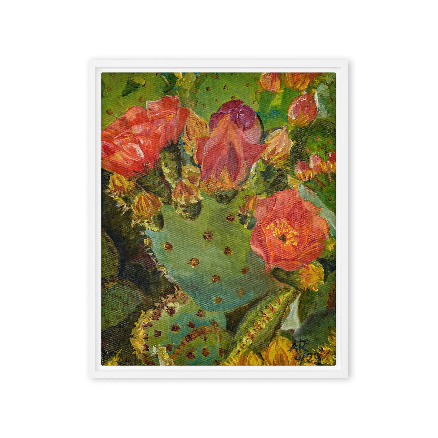 The Blooming Opuntia by Andrea Rodriguez | Framed Canvas