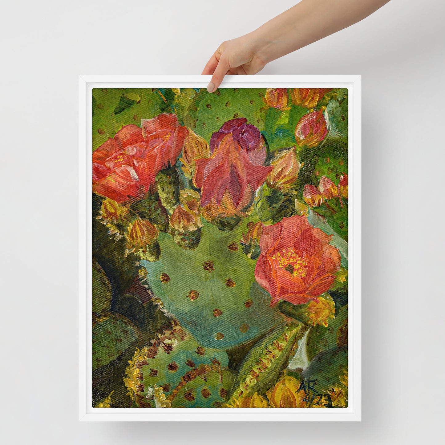 The Blooming Opuntia by Andrea Rodriguez | Framed Canvas