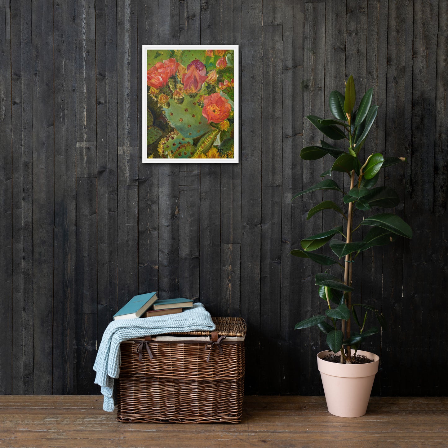 The Blooming Opuntia by Andrea Rodriguez | Framed Canvas