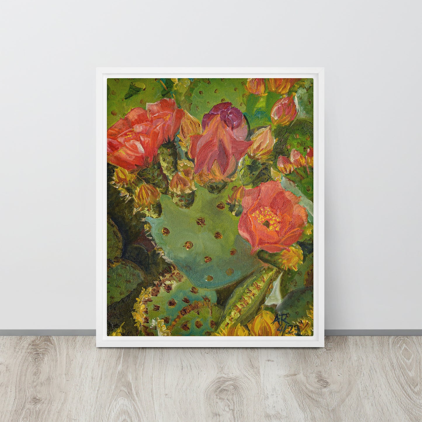 The Blooming Opuntia by Andrea Rodriguez | Framed Canvas