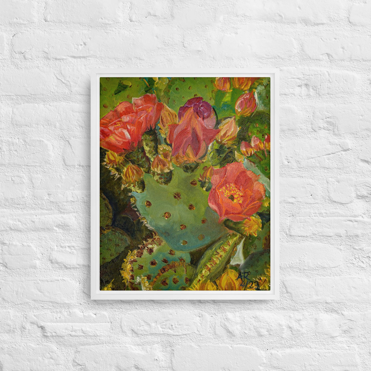 The Blooming Opuntia by Andrea Rodriguez | Framed Canvas