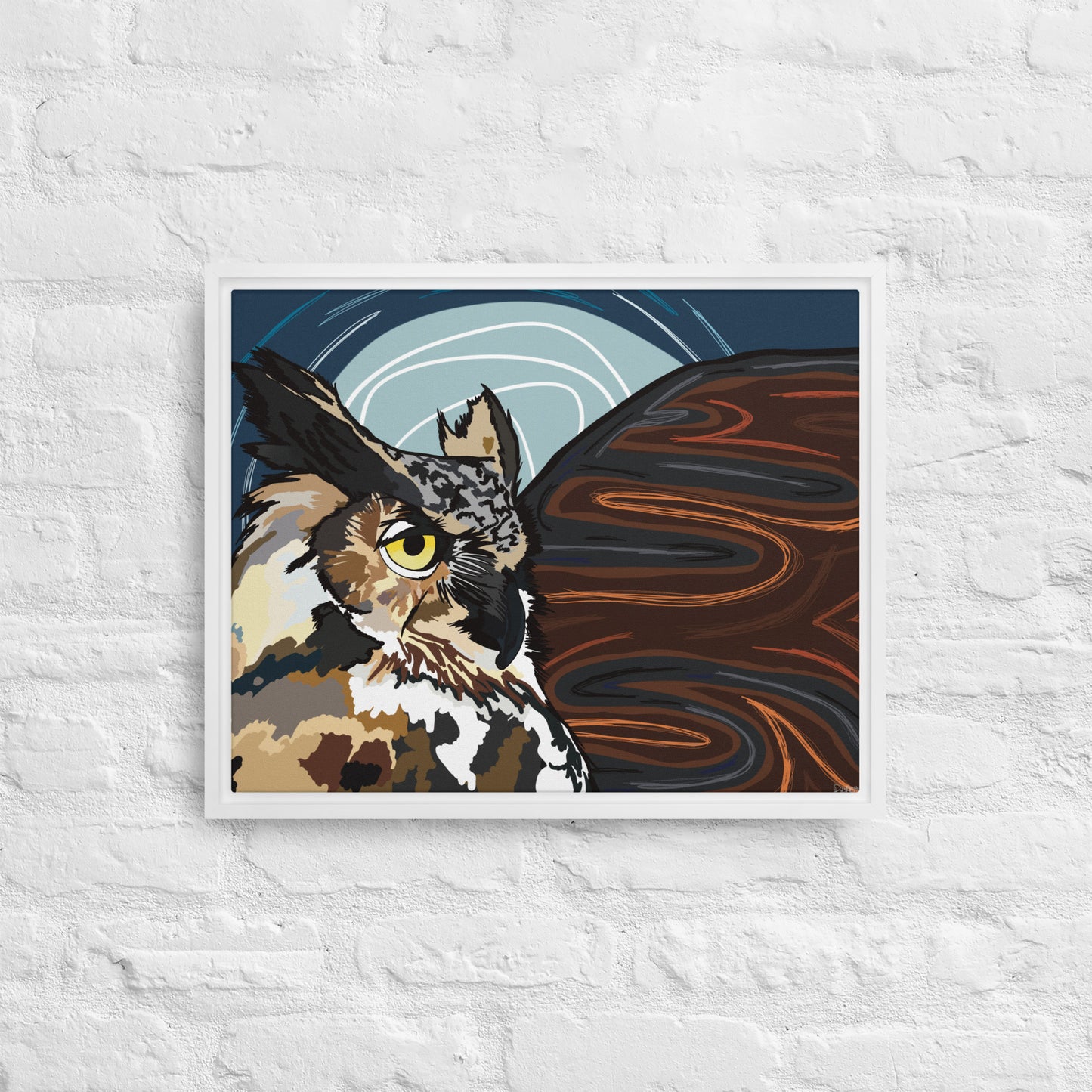 Great Horned Owl by Darby Hunter | Framed Canvas