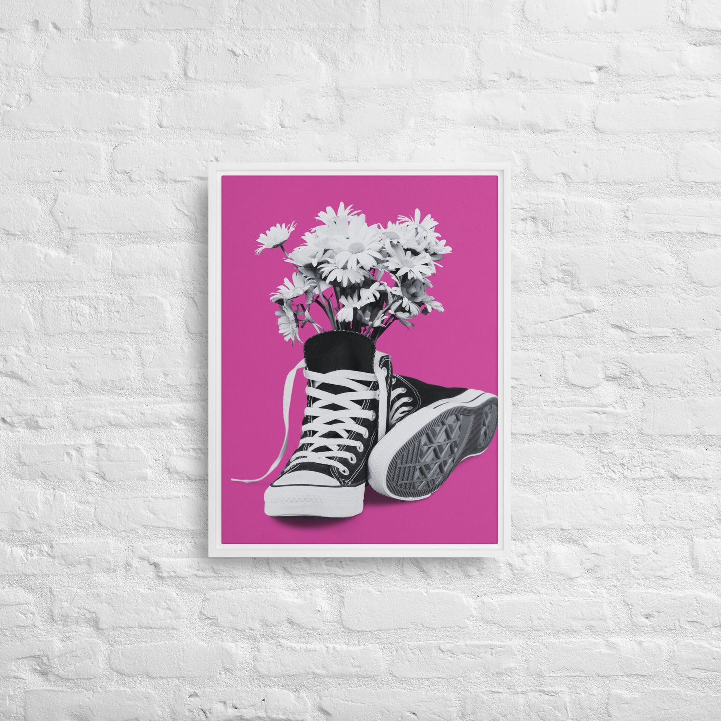 A Converse-ation by Enrique Aldana - Pink | Framed Canvas