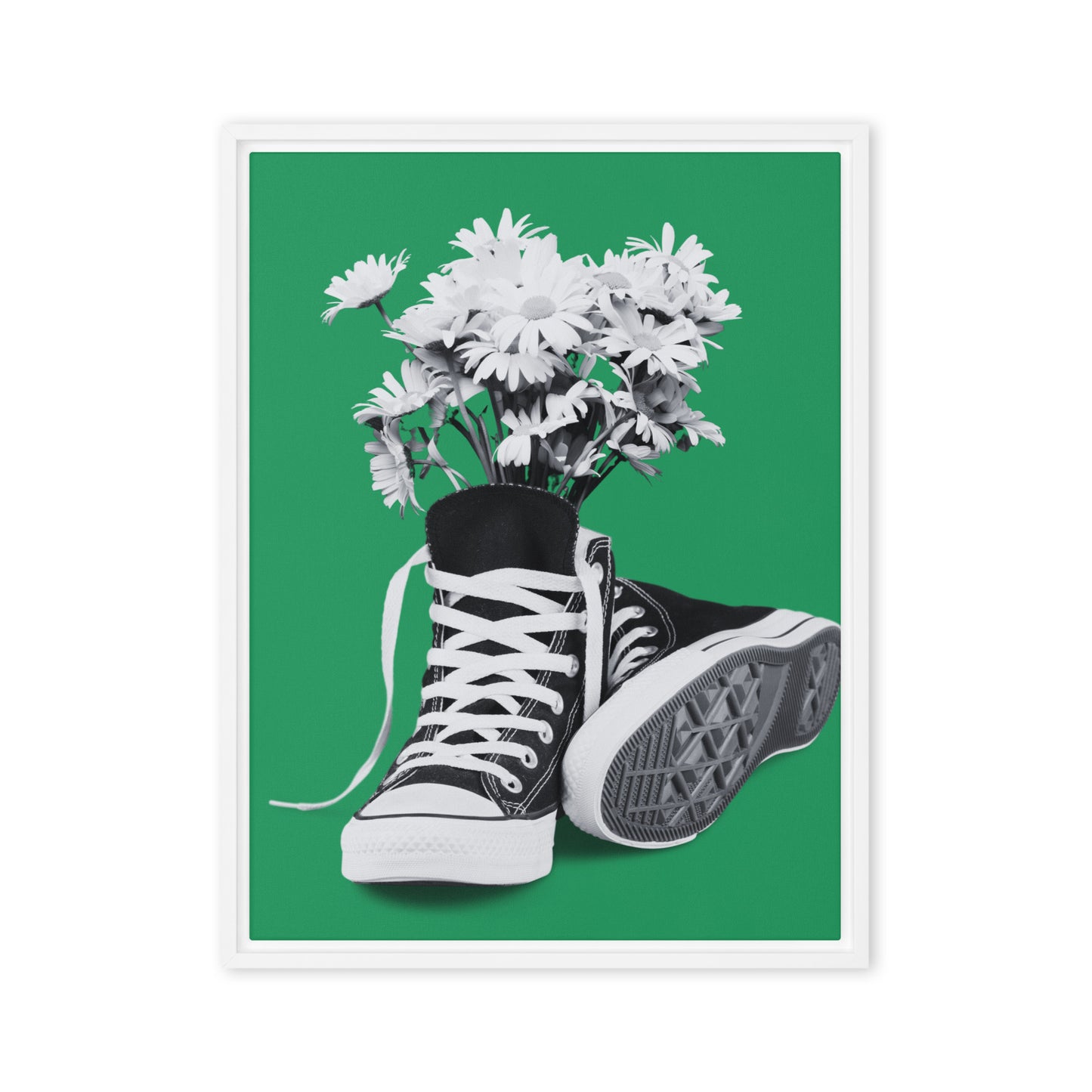 A Converse-ation by Enrique Aldana - Green | Framed canvas