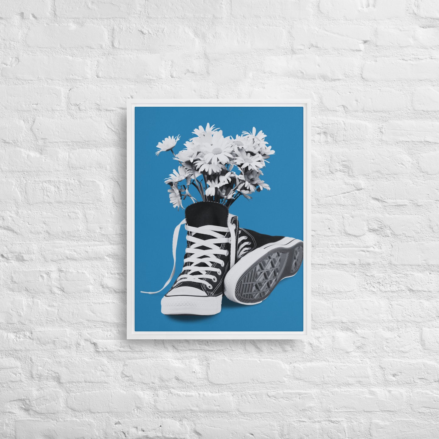 A Converse-ation by Enrique Aldana - Blue | Framed canvas