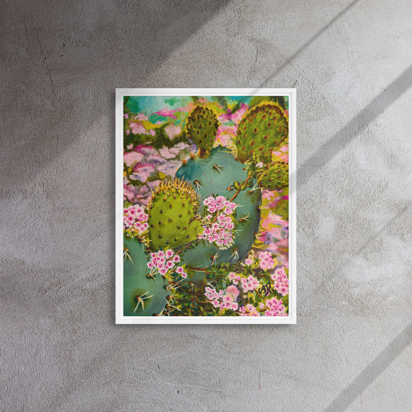 The Pink Floweret Rug | Framed Canvas Print