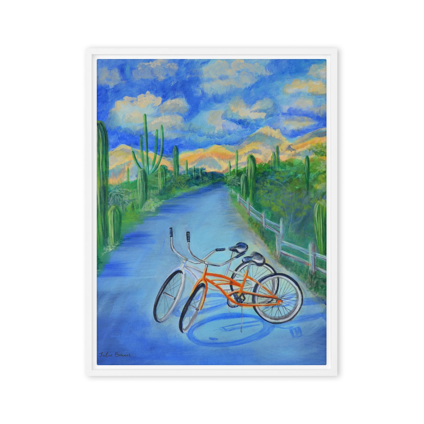 Bikes by Julie Bonner | Framed canvas