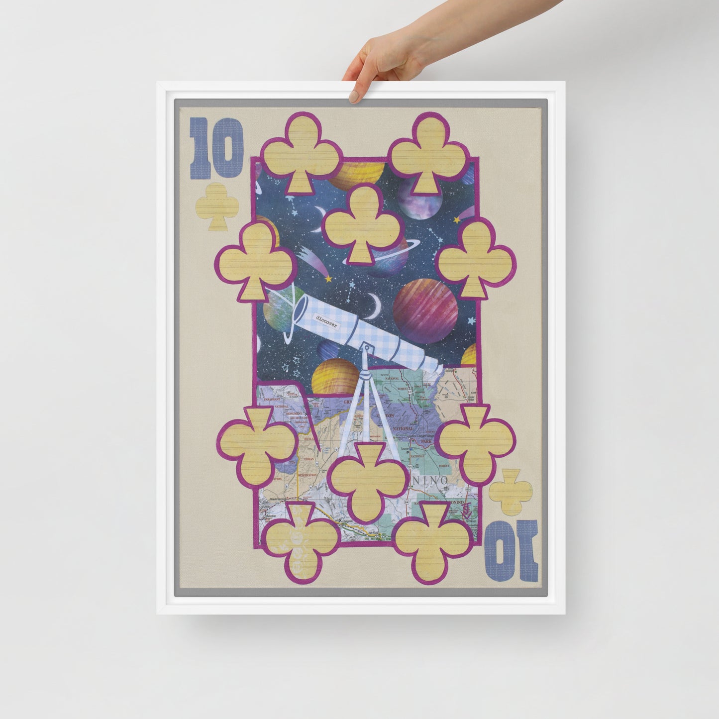 Ten of Clubs by Suzanne Villella | Framed canvas