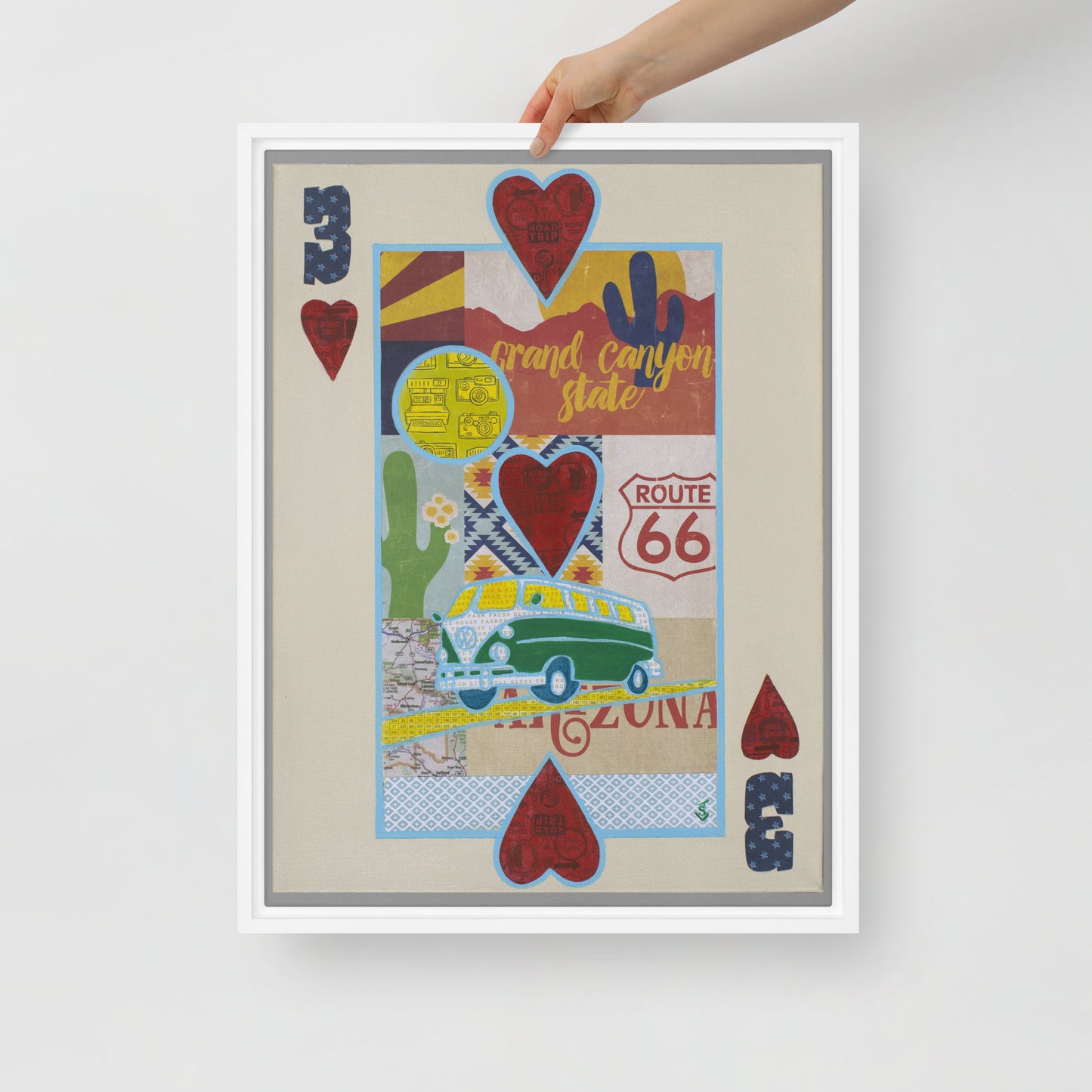 Three of Hearts by Suzanne Villella | Framed canvas