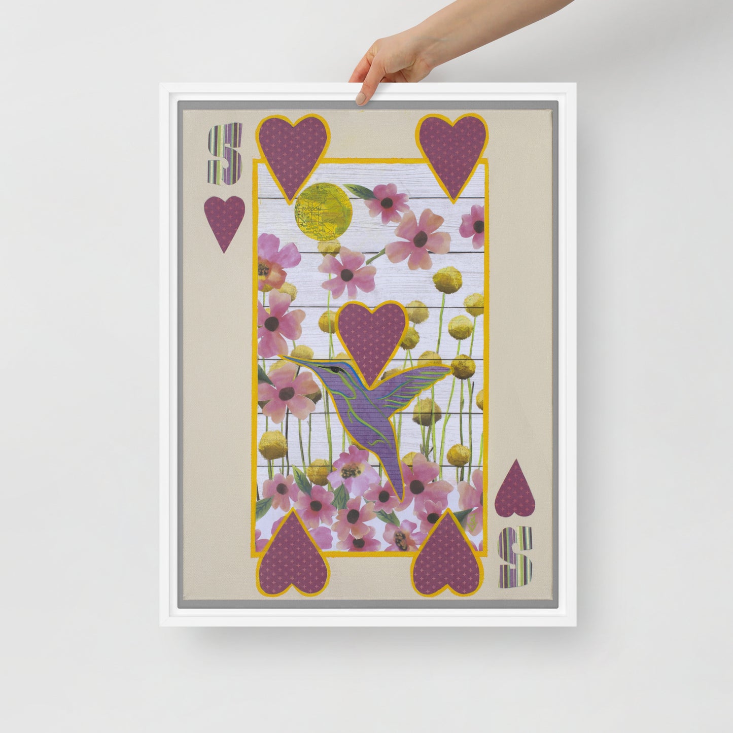 Five of Hearts by Suzanne Villella | Framed canvas